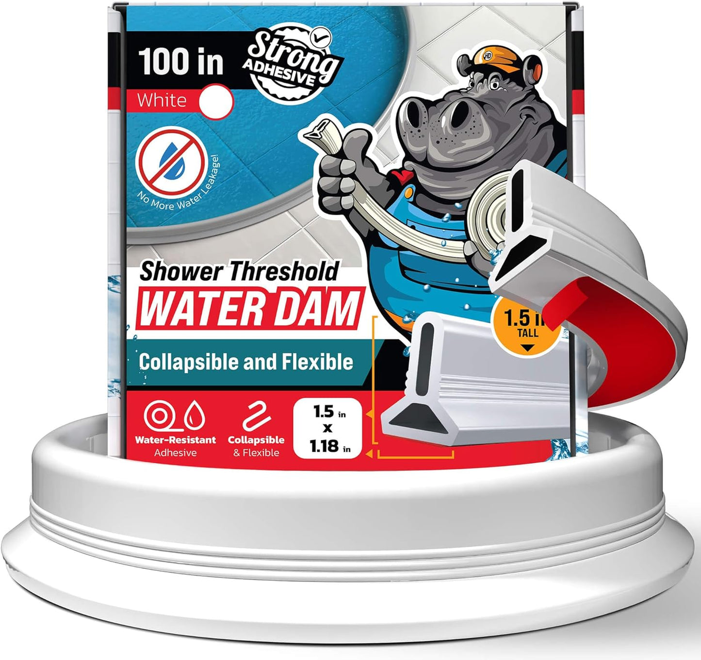 Shower Threshold Water Dam Barrier 100in - Durable Water Blocker