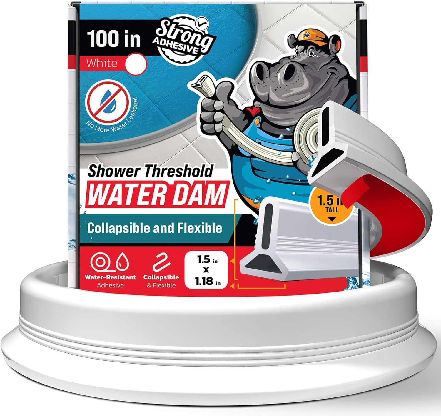 Shower Threshold Water Dam Barrier 100in - Durable Water Blocker