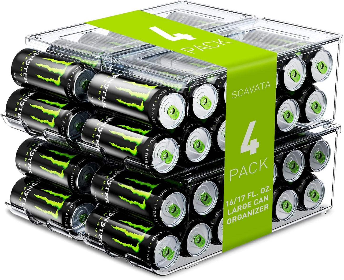 4 Pack Tall Skinny Can Organizer for Refrigerator Storage