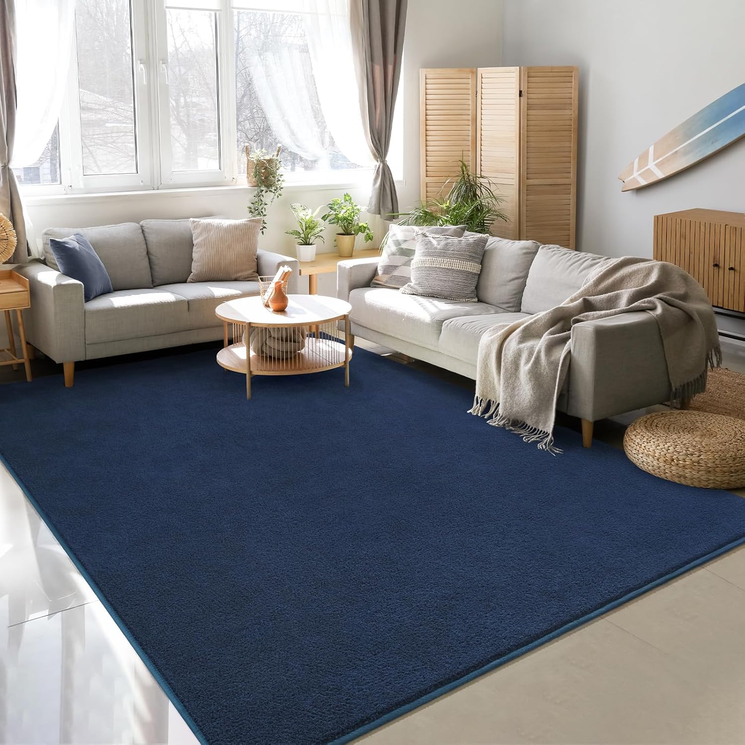 Soft Rugs for Living Room 6x9 Navy Blue, Minimalist Area Rug