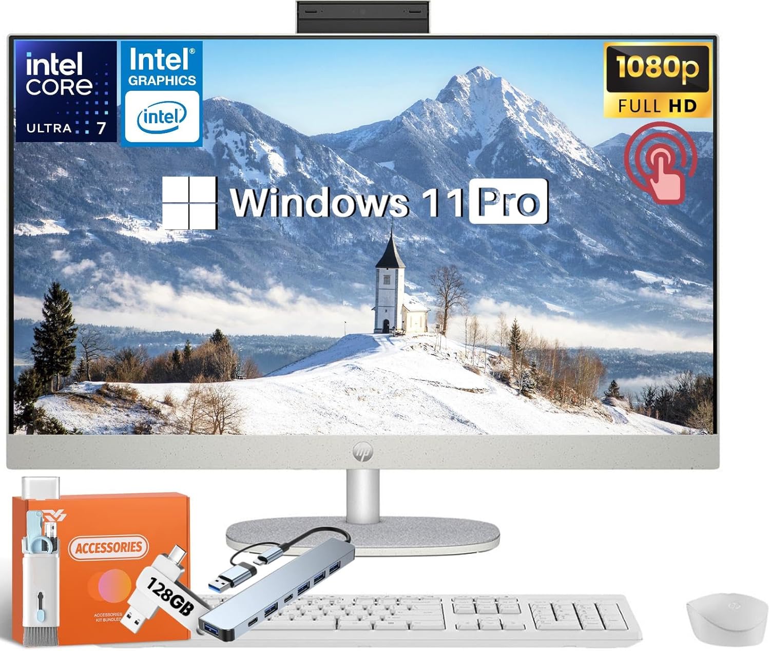 HP 2025 27 FHD All-in-One Touchscreen Desktop with Intel Ultra 7