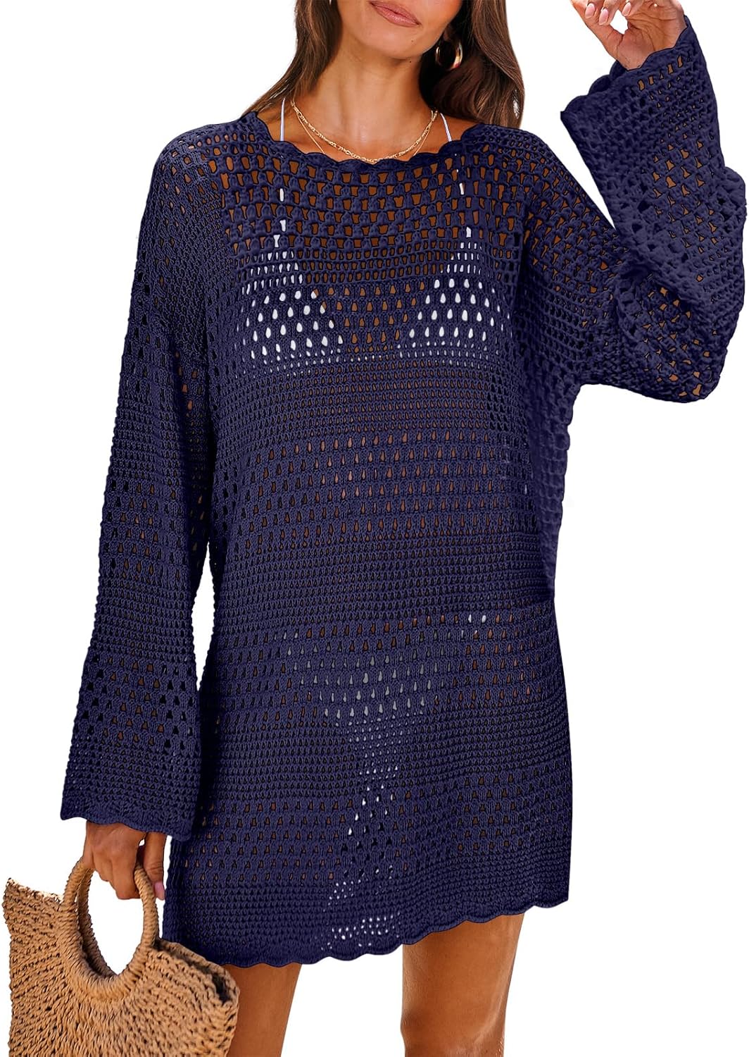 ANRABESS Women Swimsuit Crochet Swim Cover Up for Summer Fun