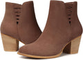 Women's Suede Ankle Boots with Chunky 2.7in Heel - Dressy Comfort