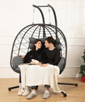 Double Egg Chair with Stand Hammock Swing - 700LBS Capacity BK-GR