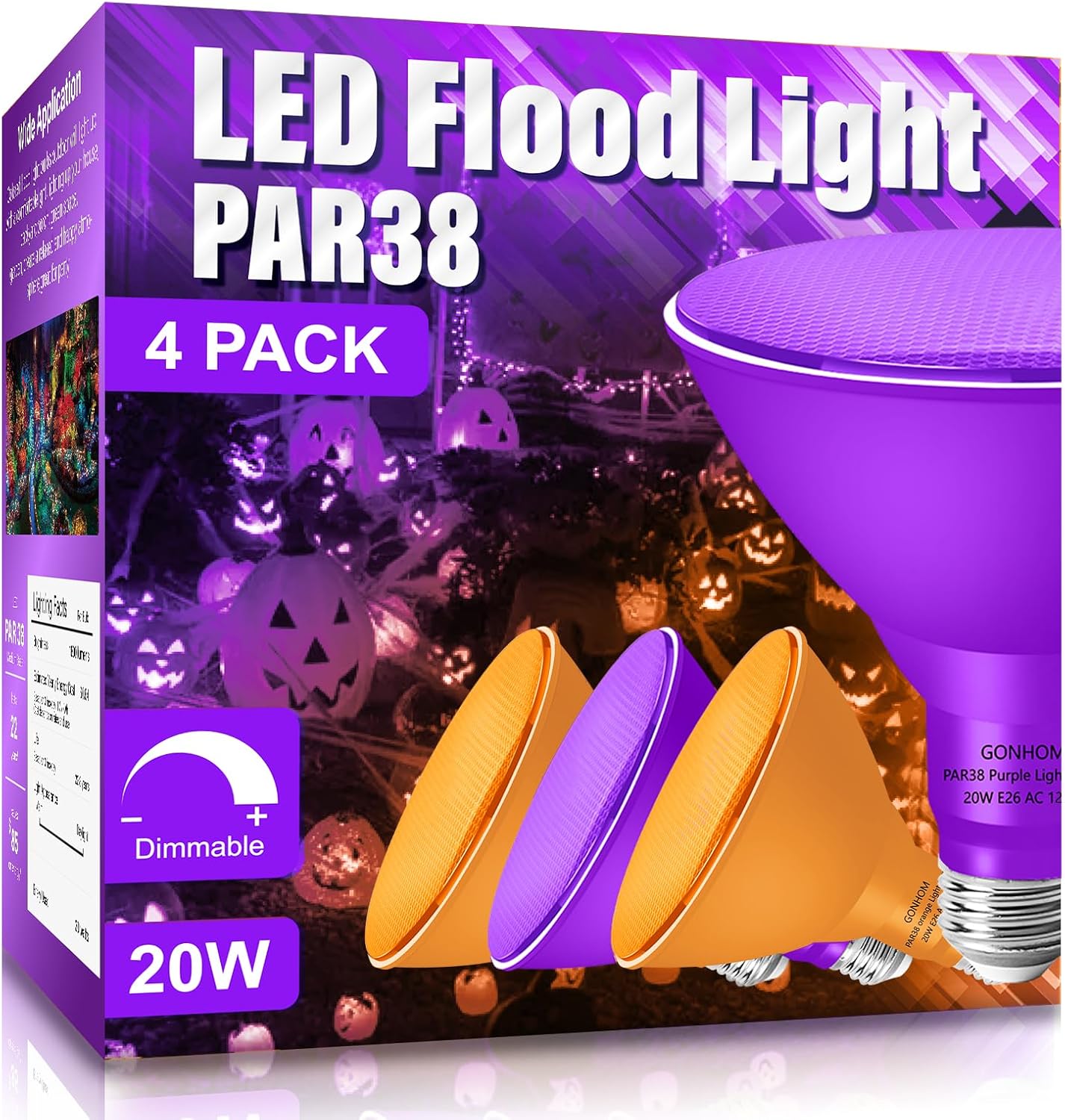 Dimmable LED Orange Purple Flood Lights for Holiday Lighting
