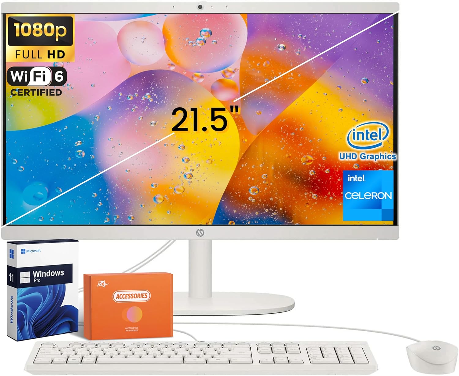 HP 21.5 Inch All-in-One Desktop Computer for Home and Office