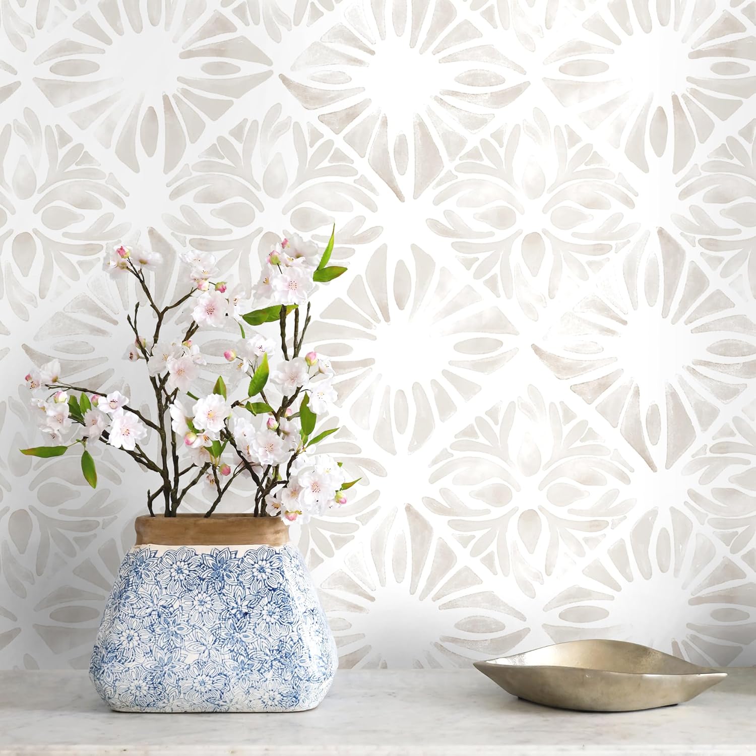 Geometric Peel and Stick Wallpaper for Boho Style Decor