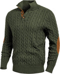 Men's Cable Knit Pullover Sweater with Stand Collar - Soft Warm Fit