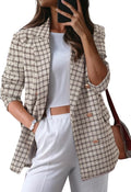 Plaid Tweed Blazer for Women - Dressy Casual Double (Style 7D5B)