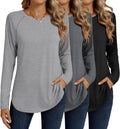 Ficerd Women's Long Sleeve Raglan Tunic Tops 3 Pack - Casual Comfort