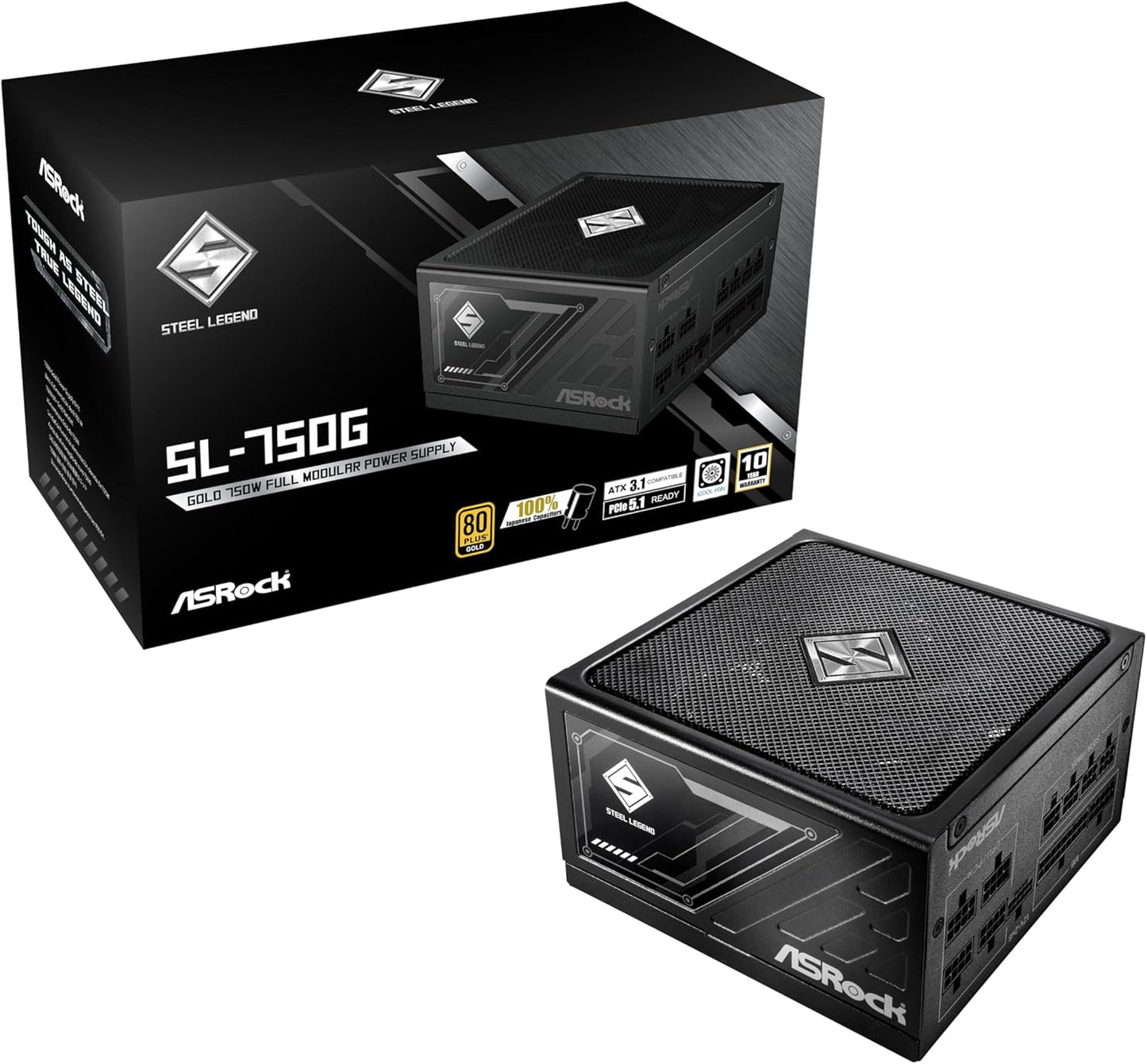 ASRock Steel Legend SL-750G 750W Power Supply with 10-Year Warranty