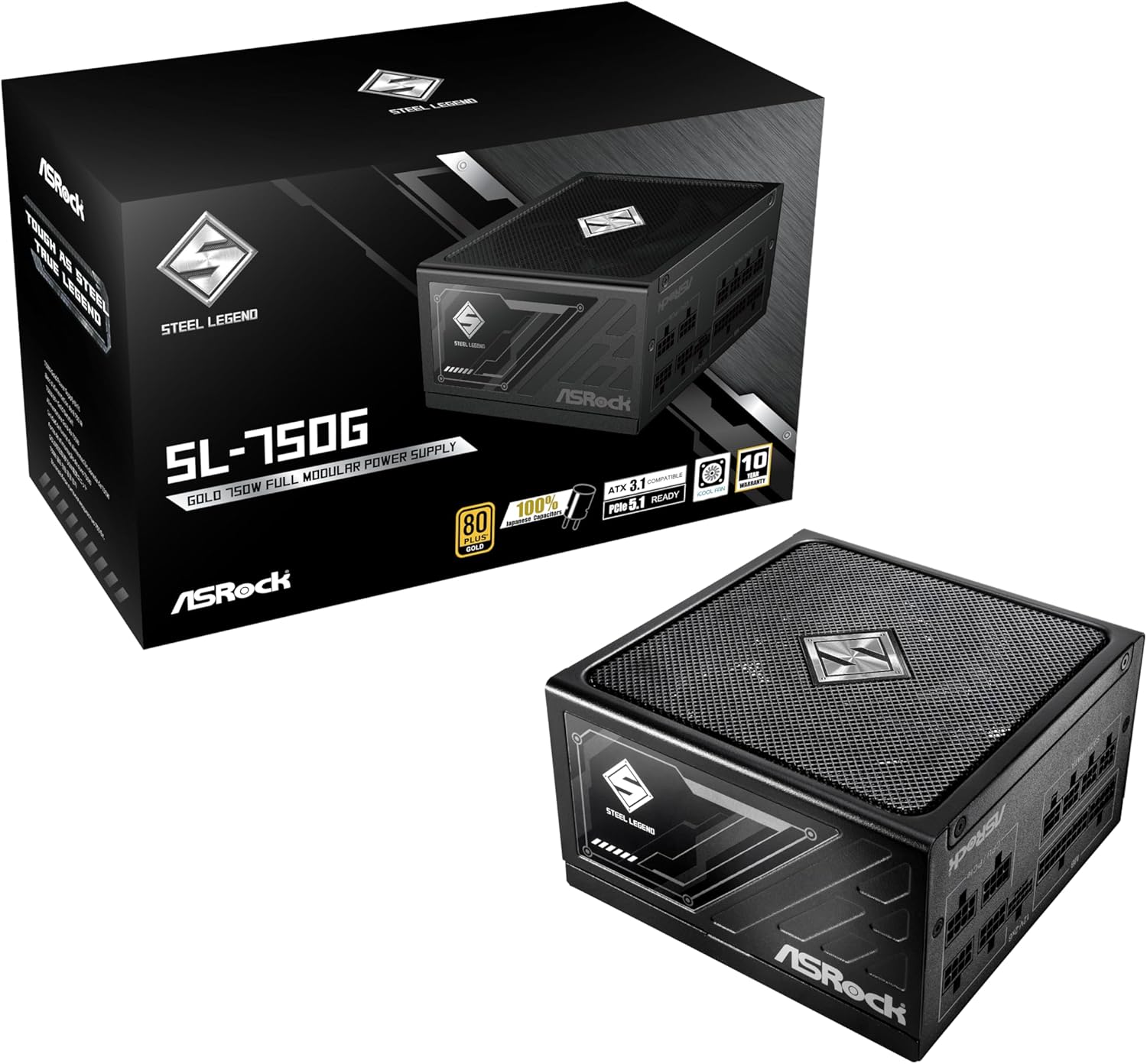 ASRock Steel Legend SL-750G 750W Power Supply with 10-Year Warranty