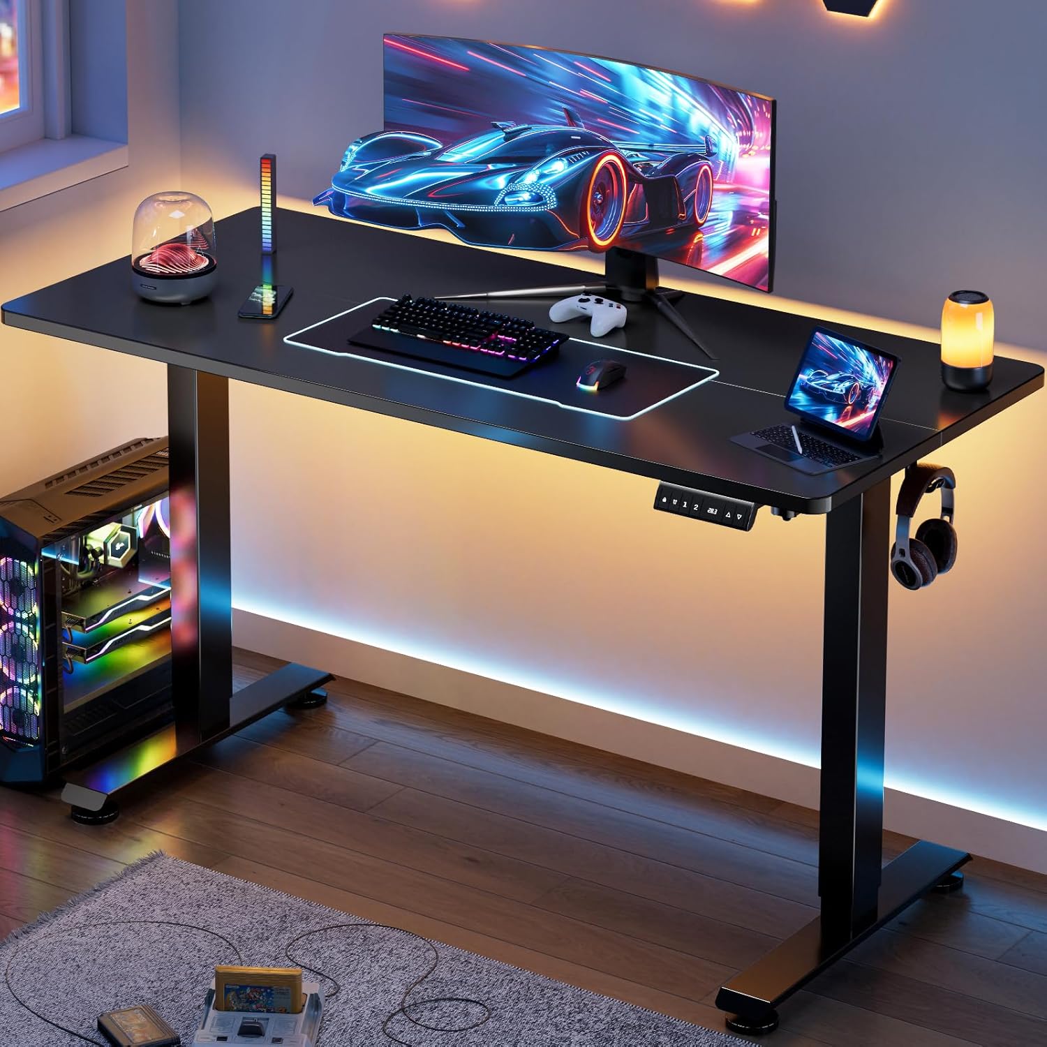Veken 55 Inch Height Adjustable Sit Stand Desk for Home Office