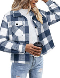 Flannel Cropped Shacket for Women - Plaid Button Down Jacket 2025