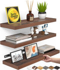 Floating Shelves for Wall - Rustic Walnut-Like Set of 3 (15.7in)