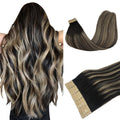DOORES Tape in Balayage Human Hair Extensions 22 in - Natural Black