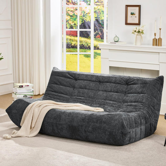 Giant Bean Bag Chair for Adults - Memory Foam Sofa in Darkgrey