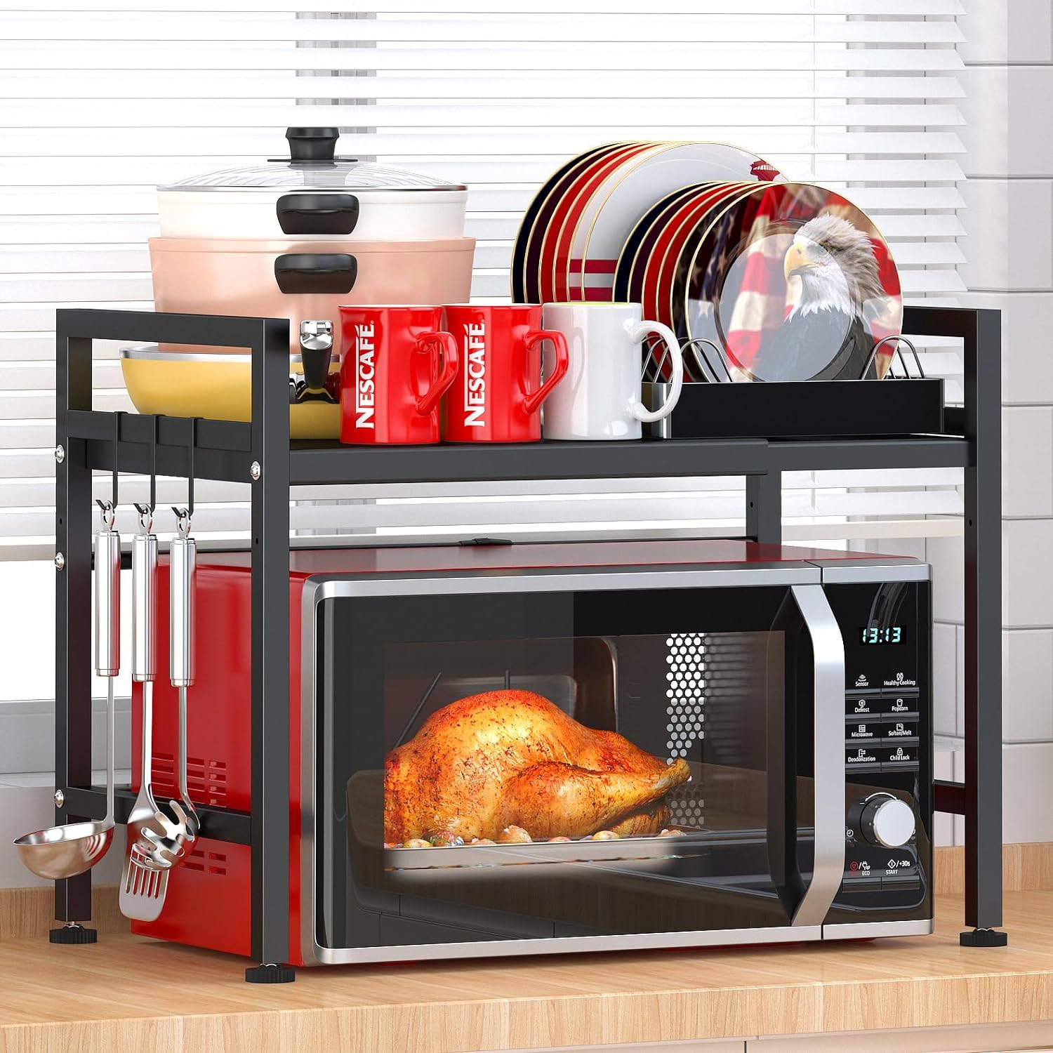 Adjustable Microwave Shelf Organizer by PUSDON