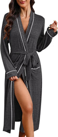 Ekouaer Womens Robe Long Knit Kimono - Lightweight Soft Bathrobe