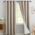 Yakamok Natural Linen Curtains 100% Blackout 96 in - Room Darkening