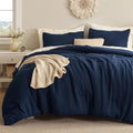 Bedsure Waffle Comforter Set Twin - Soft Navy Waffle Comforter