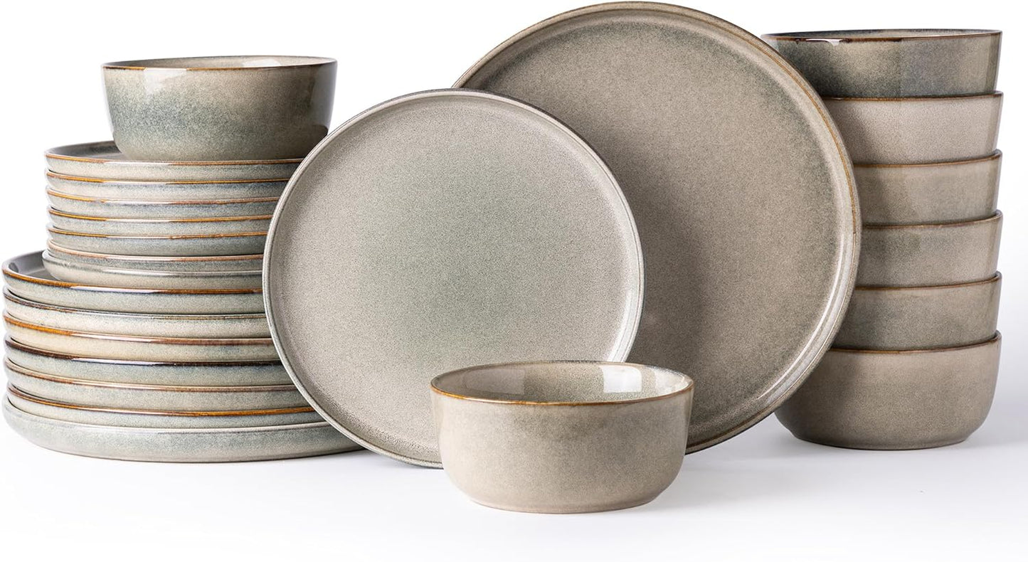 AmorArc Stoneware Dinnerware Set - Unique Reactive Glaze Plates