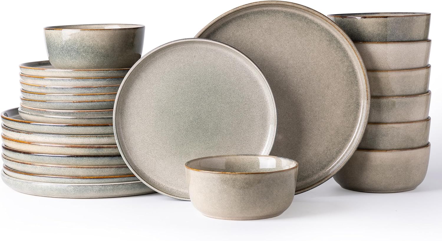 AmorArc Stoneware Dinnerware Set - Unique Reactive Glaze Plates