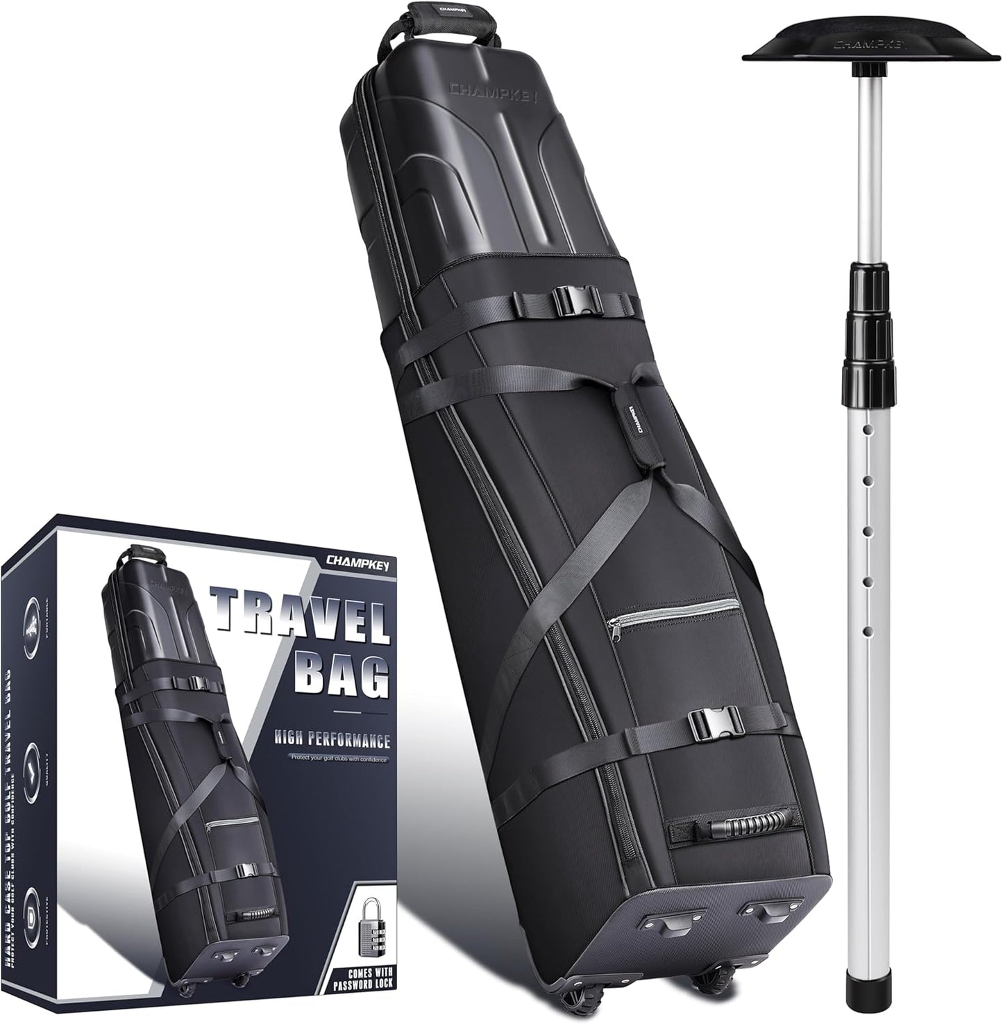 Premium Golf Travel Bag with Hard Case and Oversized Wheels