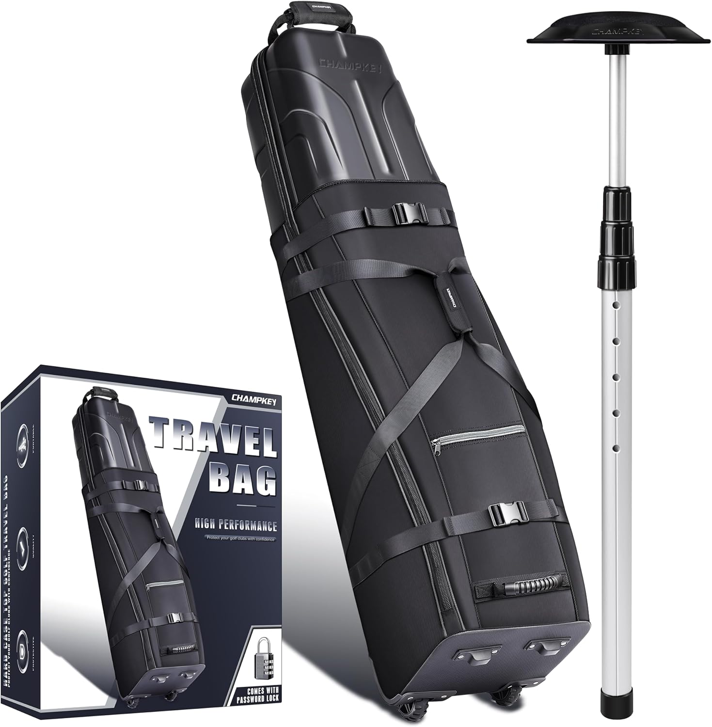 Premium Golf Travel Bag with Hard Case and Oversized Wheels