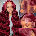 99j Burgundy Lace Front Wig 13x6 Body Wave - Full 180% Density