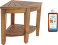 Kai Corner Teak Shower Bench 15.5in with Shelf - Durable Corner Seat