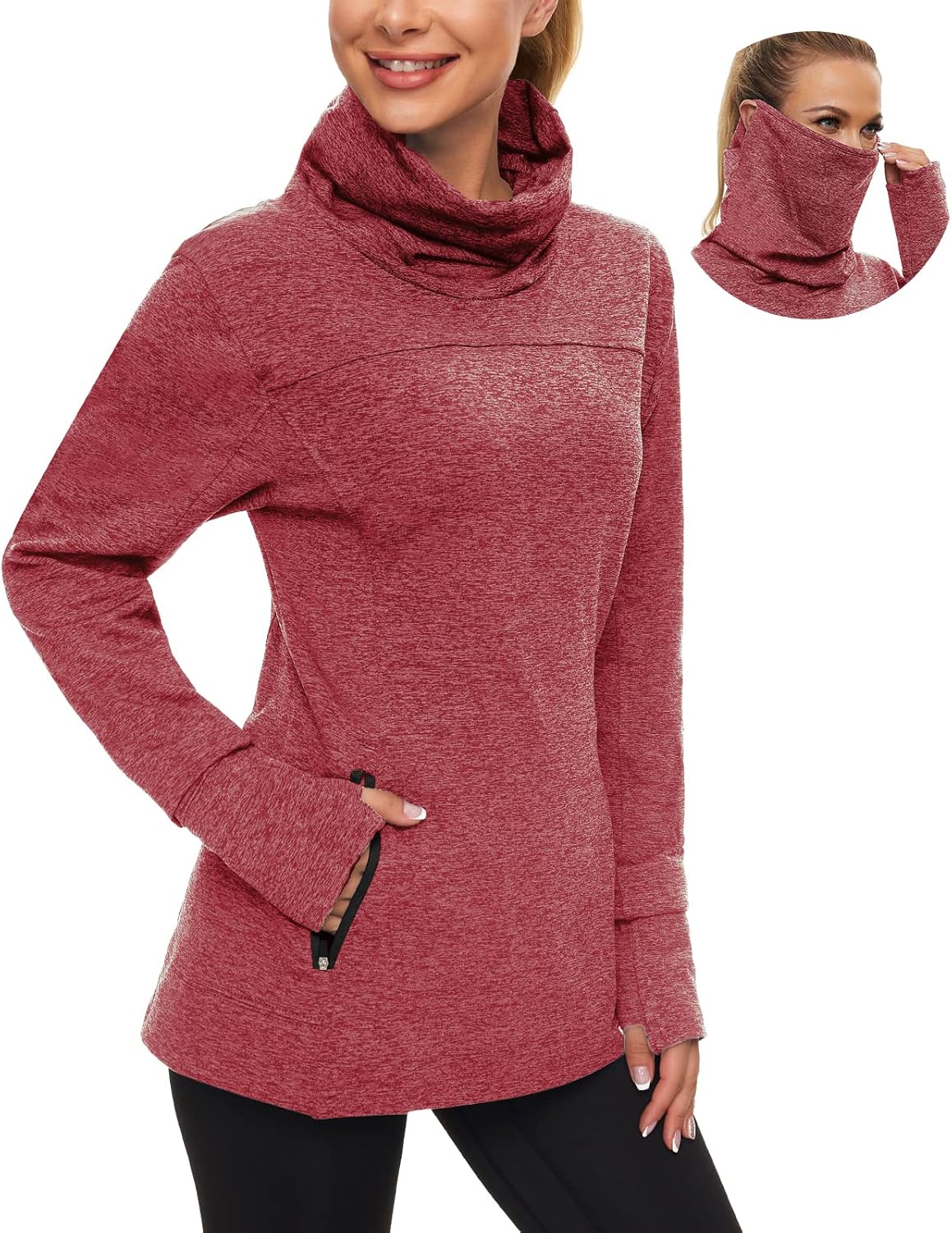 Soneven Women's Running Fleece Sweatshirt with Thumb Holes