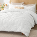 BEDELITE White King Size Comforter Set - Lightweight Floral Pintuck