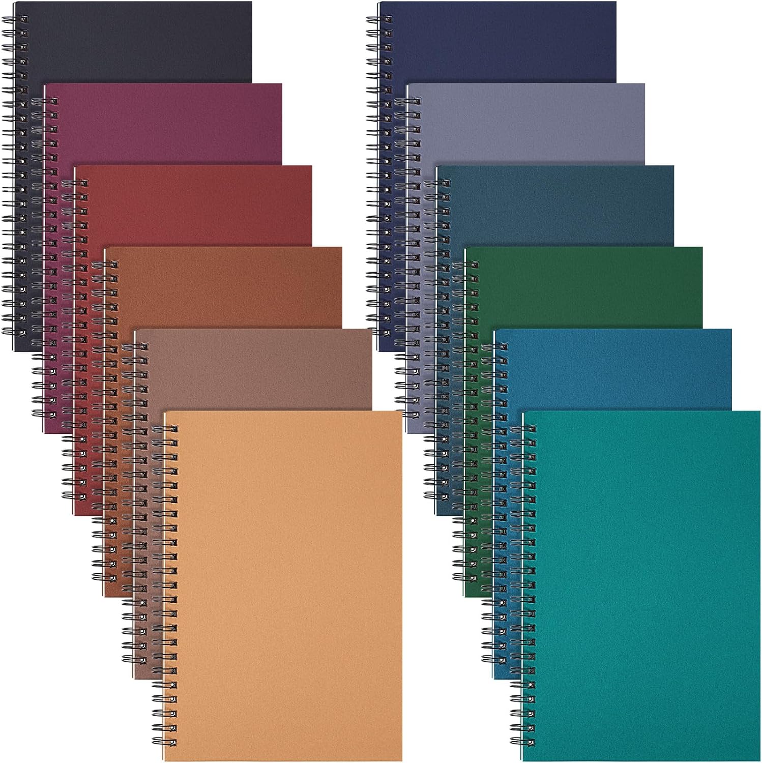 Fuutreo 12-Pack College Ruled Spiral Notebooks - 12 Colors for Organized Office & School Notes!