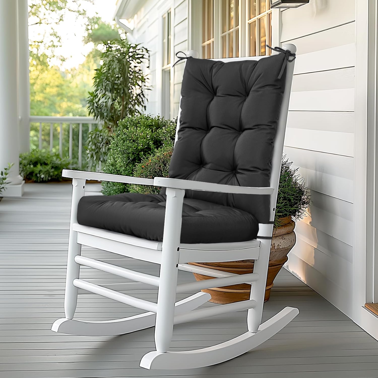 Non-Slip Tufted Rocking Chair Cushion for Indoor and Outdoor Use