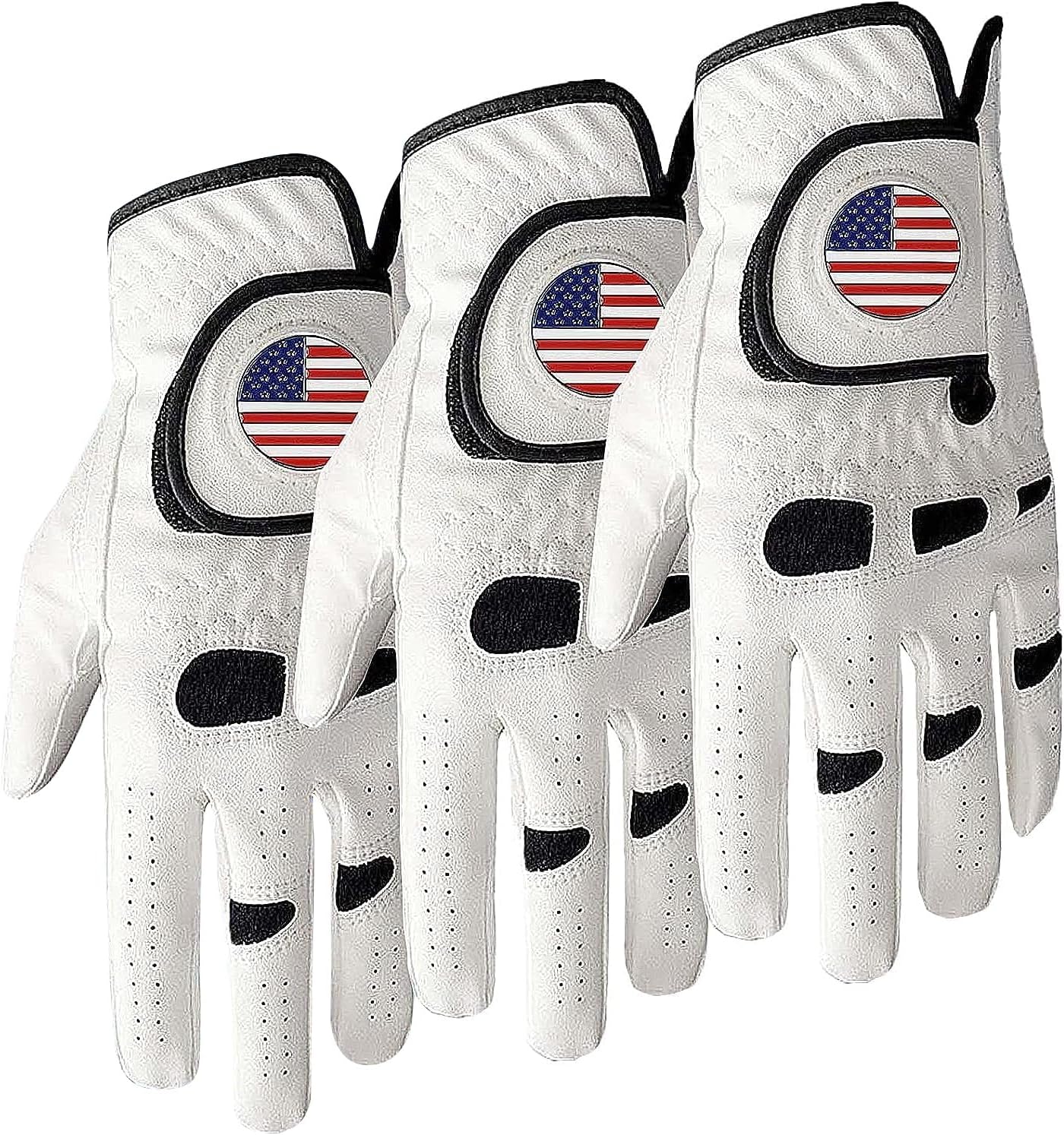 Amy Sport Golf Gloves 3 Pack Ball Marker Soft Leather - Enhanced Grip