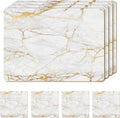 Set of 4 Heat Resistant Cork Placemats with Free Coasters - Marble