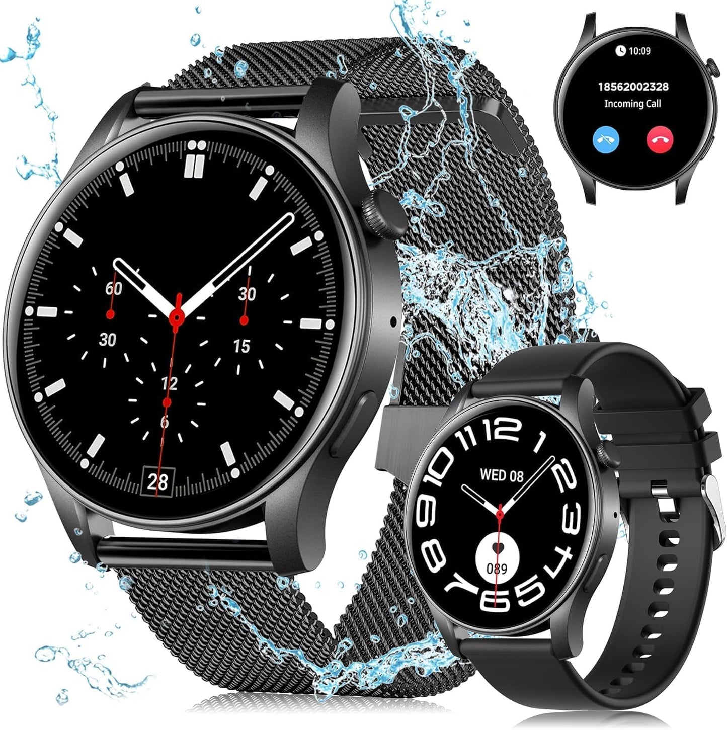 SYNYEY Ultra Thin Smart Watch - Answer Calls, 100+ Sport Modes, Blood Oxygen/Heart Rate Monitor