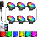 T-SUN 6-Head Colored Pond Lights with APP and Remote - Bright RGB