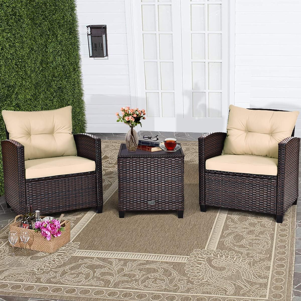 Relax4Life 3 Piece Patio Furniture Set for Outdoor Comfort