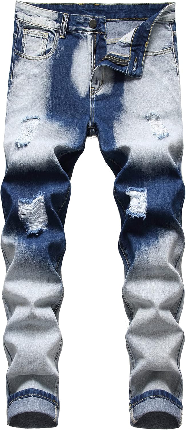 QIMYUM Mens Ripped Jeans for Comfort and Style in Denim