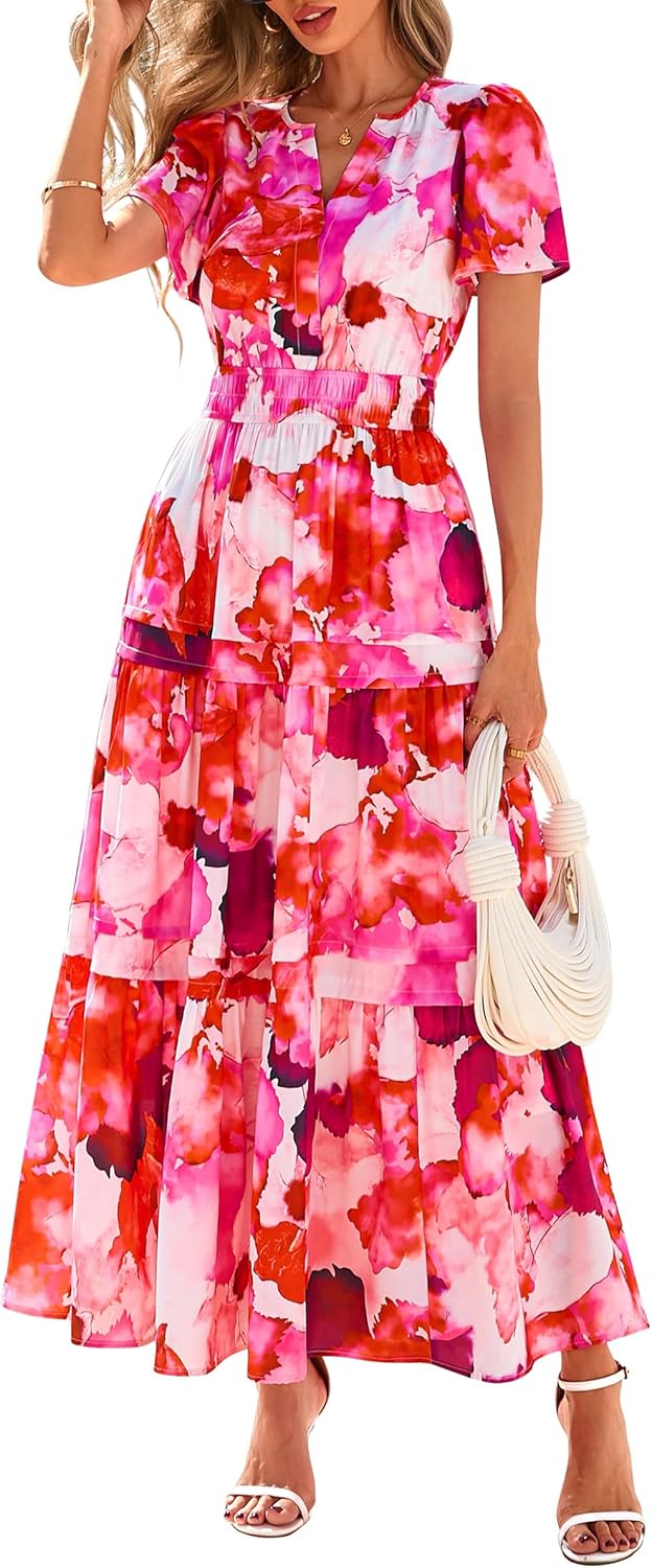 PRETTYGARDEN Women's Boho Maxi Dress for Summer Vacations