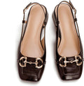 Slingback Mary Jane Heels for Women Low Block Heel - Patent Black