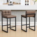 Counter Height Bar Stools Set of 2 - Modern Faux Leather 26ft Seats