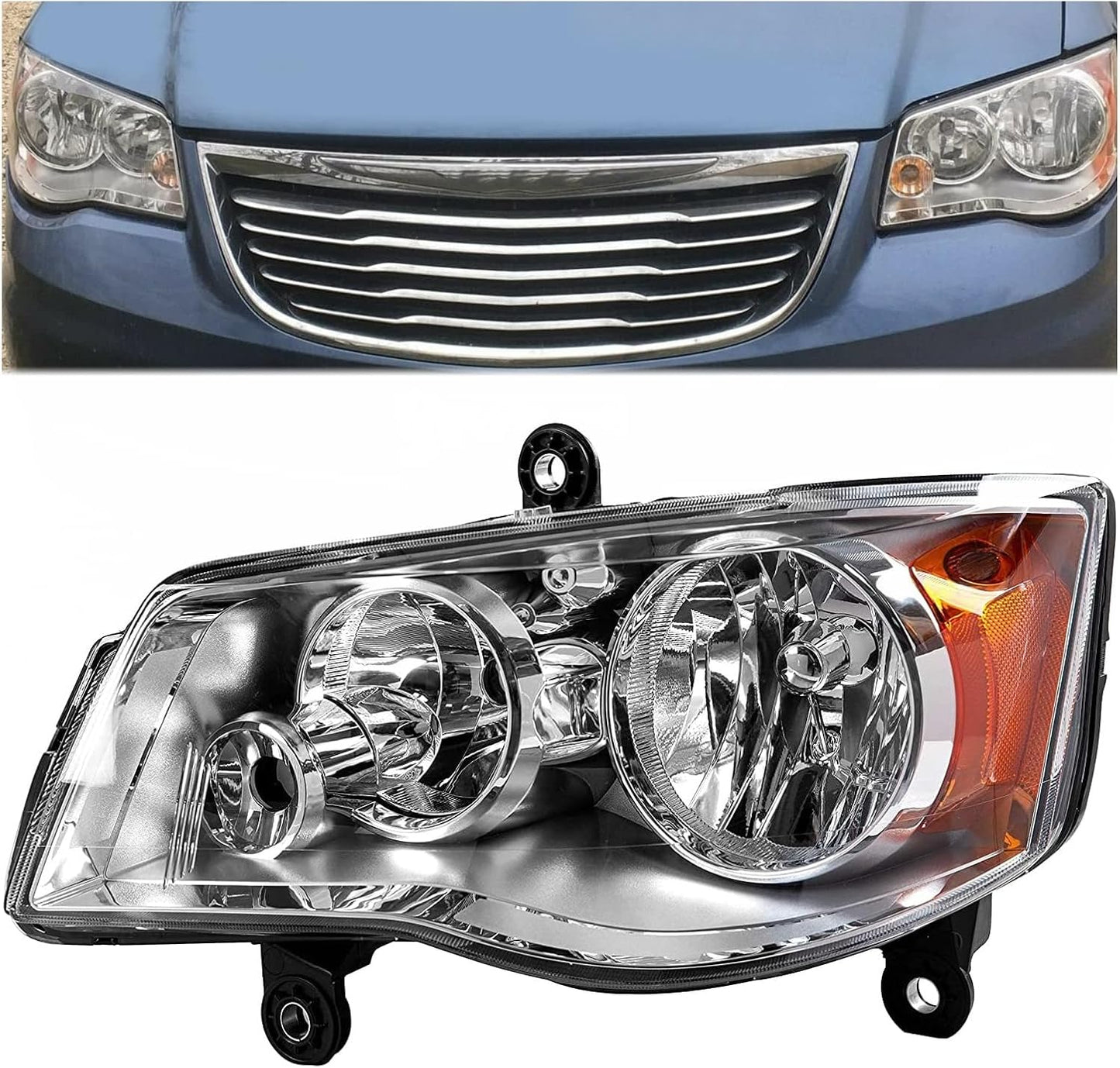 HECASA Driver Side Headlight for 2011-2019 Dodge Grand Caravan