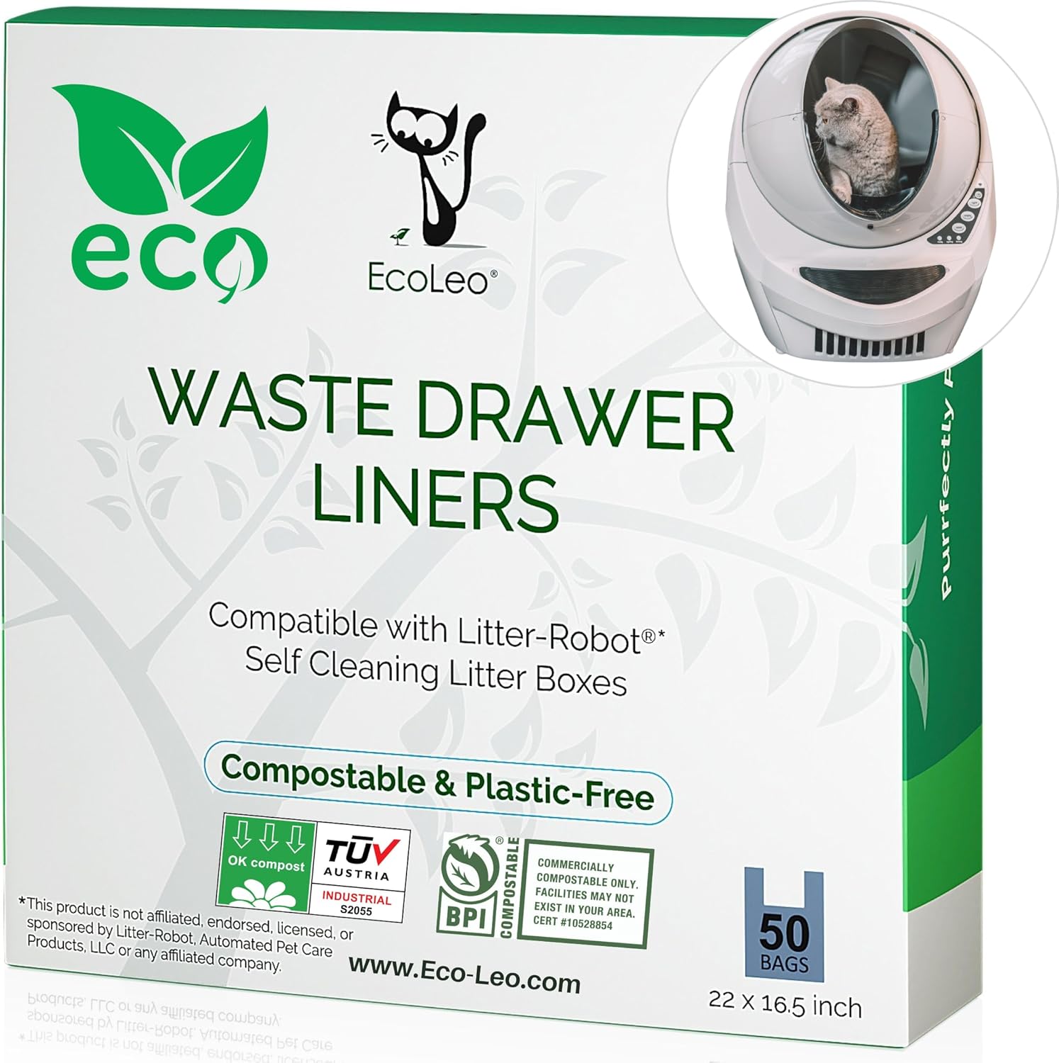 Plant-Based Drawer Liner Bags for Litter-Robot 3