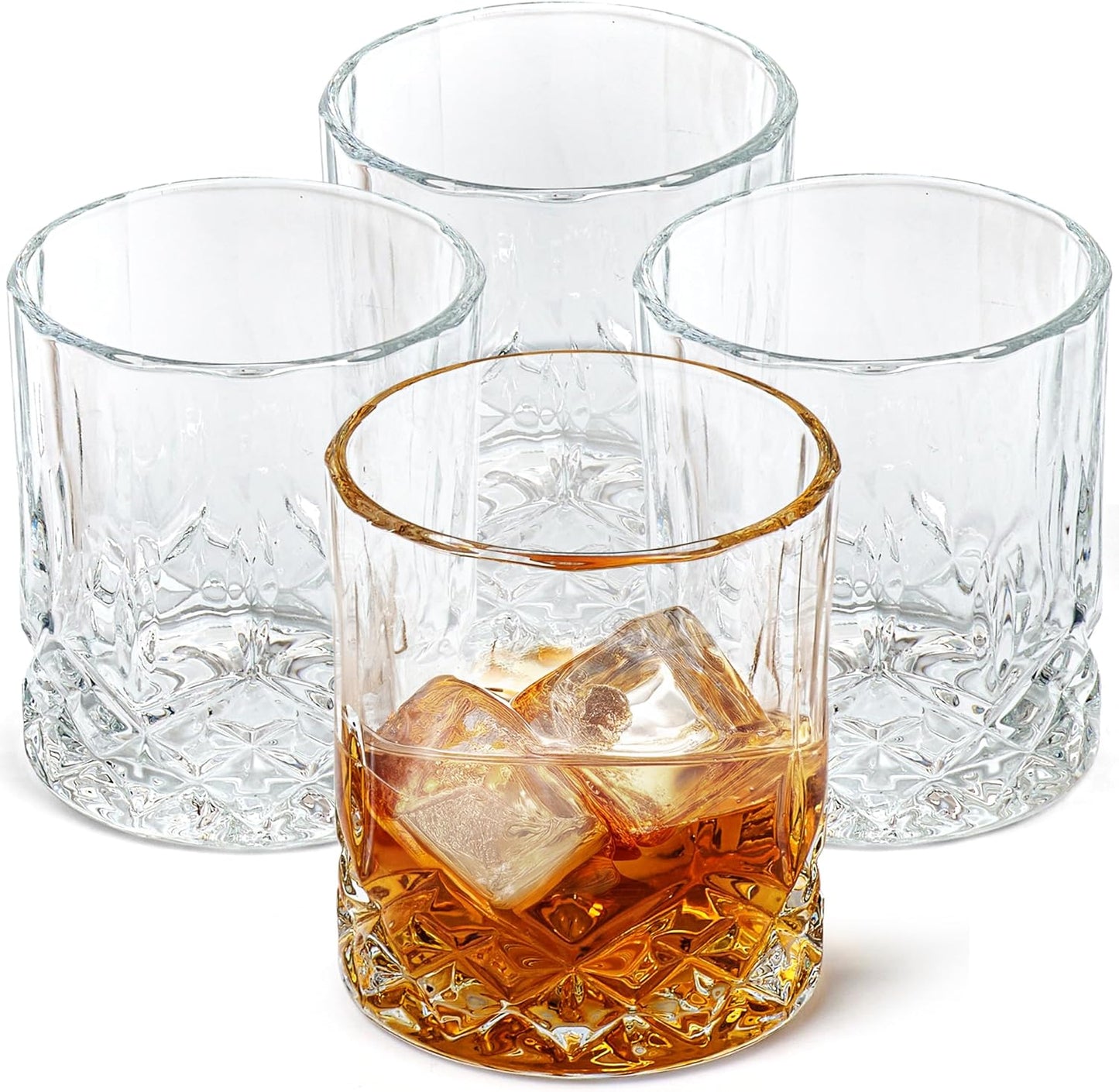 Bruntmor Clear Crystal Whiskey Glasses Set - Set of 4