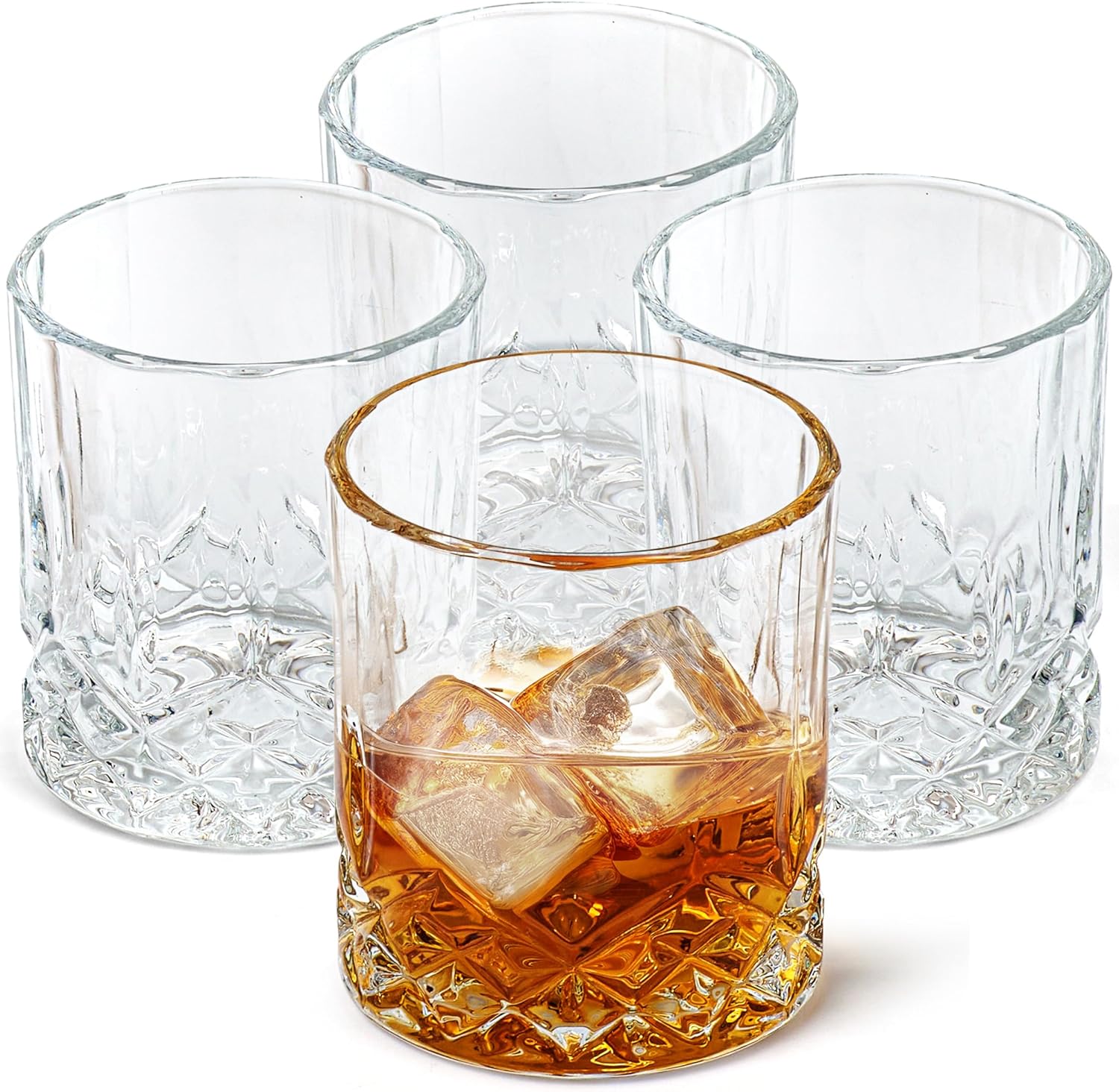Bruntmor Clear Crystal Whiskey Glasses Set - Set of 4