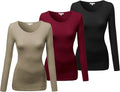 Emmalise Women's Athletic Fit Long Sleeve Crew Neck Tee - Stretch
