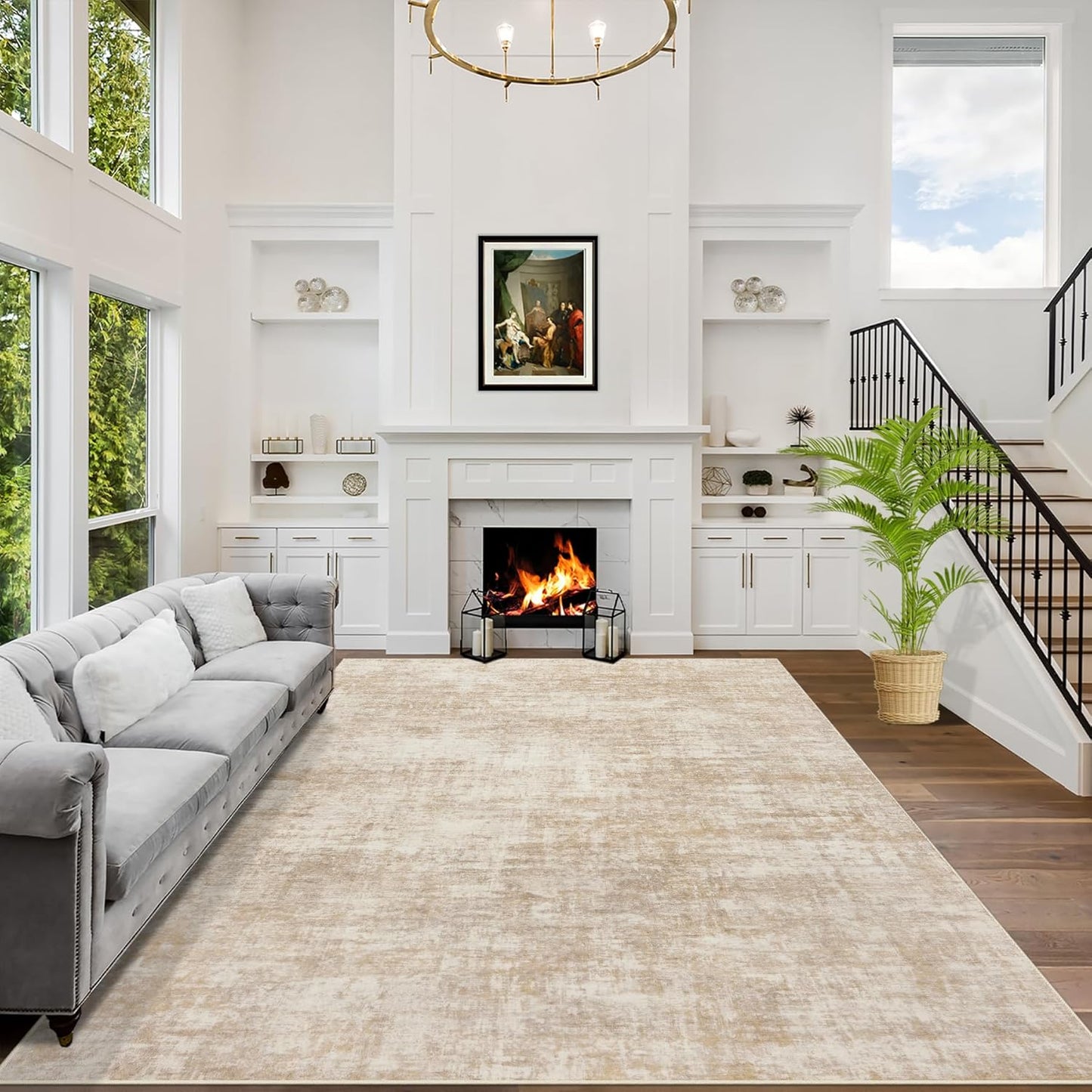 8x10 Area Rugs Washable Rug for Modern Living Room Comfort